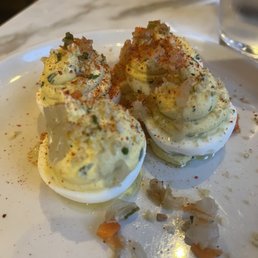 Ovenbird signature dishes Beef Fat Candle
Deviled Eggs
Pork Belly